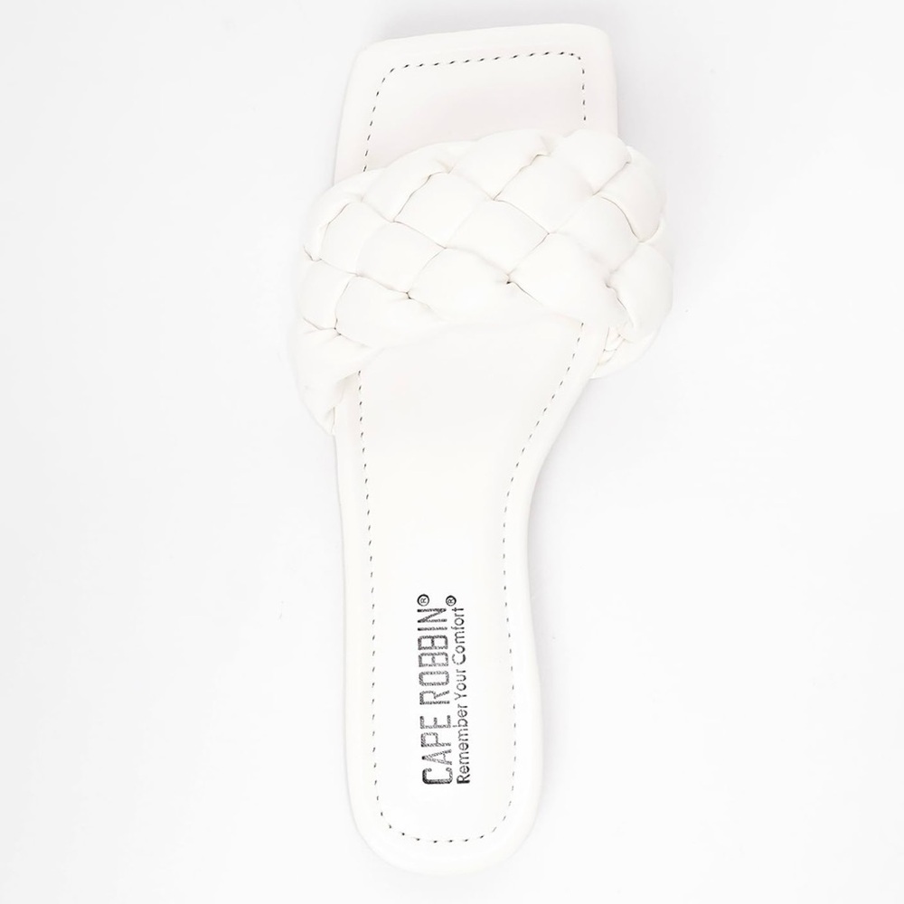 Cape Robbin Vagabond Braided Mule Sandals – Women’s Size 9 White Square Toe Slip - Picture 5 of 16